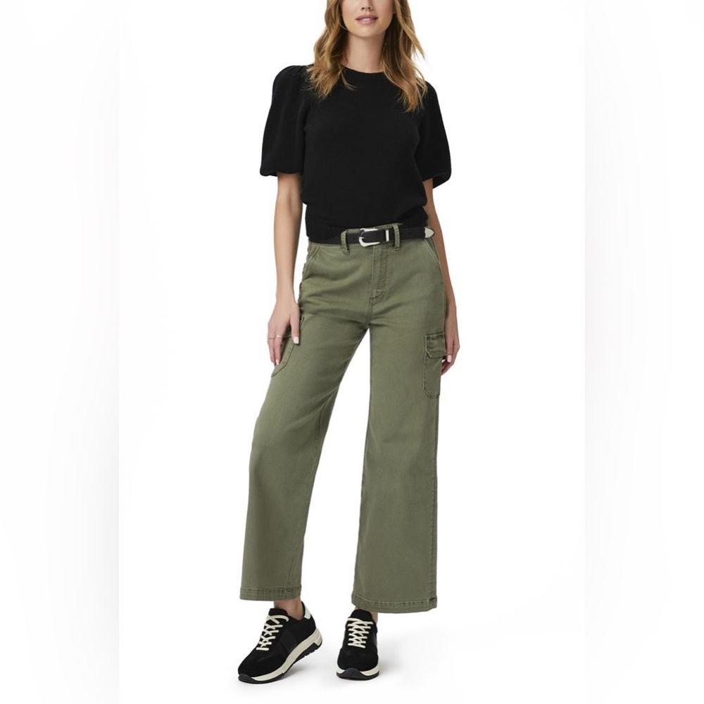 PAIGE Women’s Carly Cargo Wide Leg Vintage Ivy Green Jeans Size 25 NWT